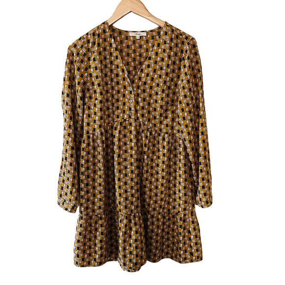 Andree Dresses & Skirts - Andree By Unit Abstract Print V Neck Long Sleeve Tiered Dress Size S Small